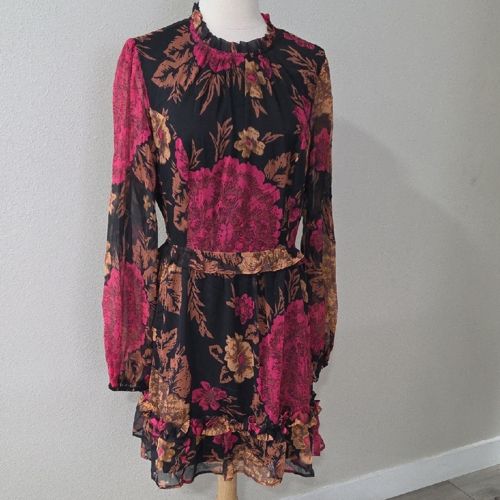 Anthropologie Porridge Puff Sleeved Floral Mini Dress